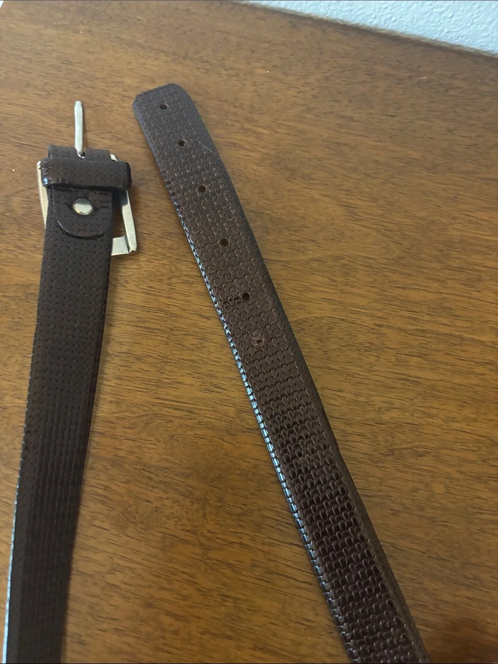 Men's Textured Dark Brown Leather Belt w/ Silver Buckle made in Italy fits 36-38